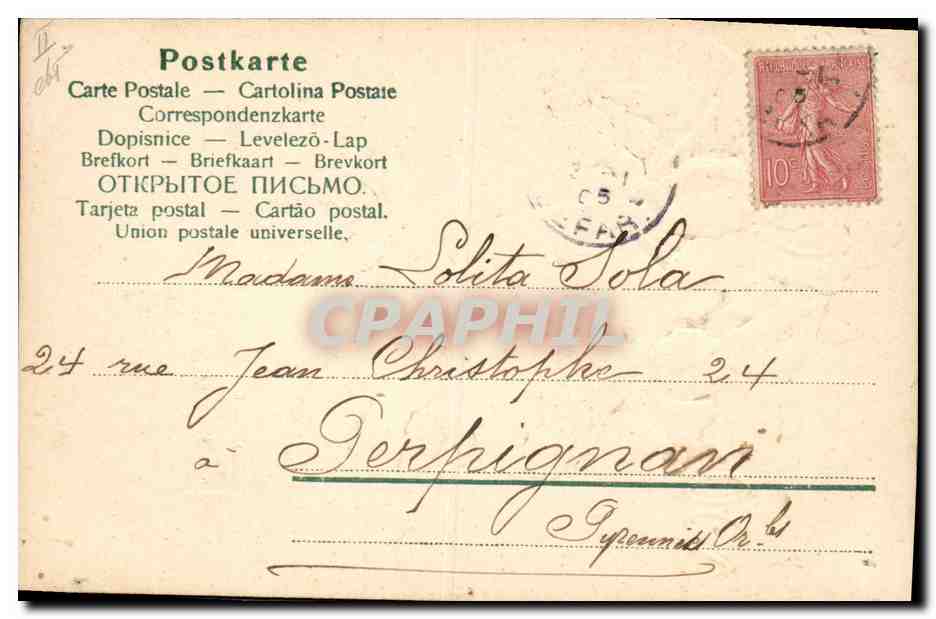 CPA Fantaisie Fleurs Annee 1905  — Verso