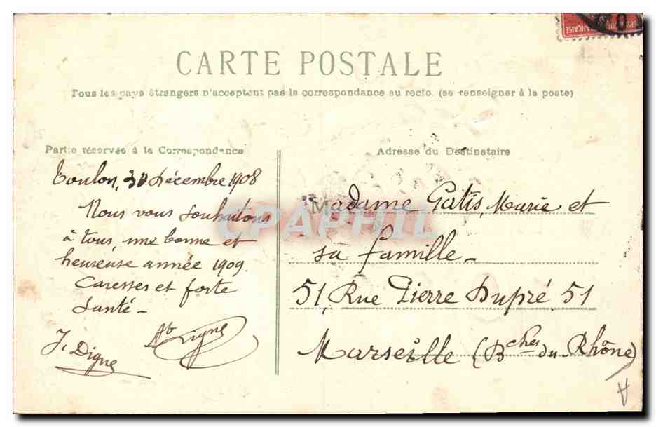 CPA Fantaisie Fleurs Annee 1909 — Verso