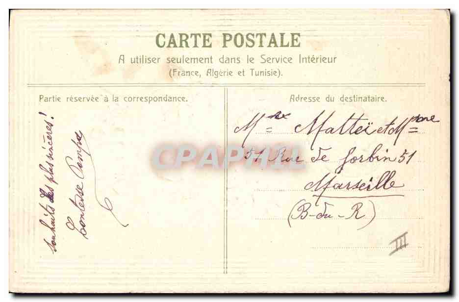 CPA Fantaisie Fleurs Annee 1906 — Verso