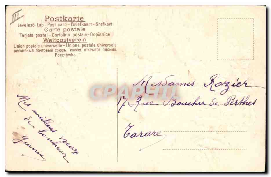 CPA Fantaisie Fleurs Annee 1907 Fer a cheval — Verso
