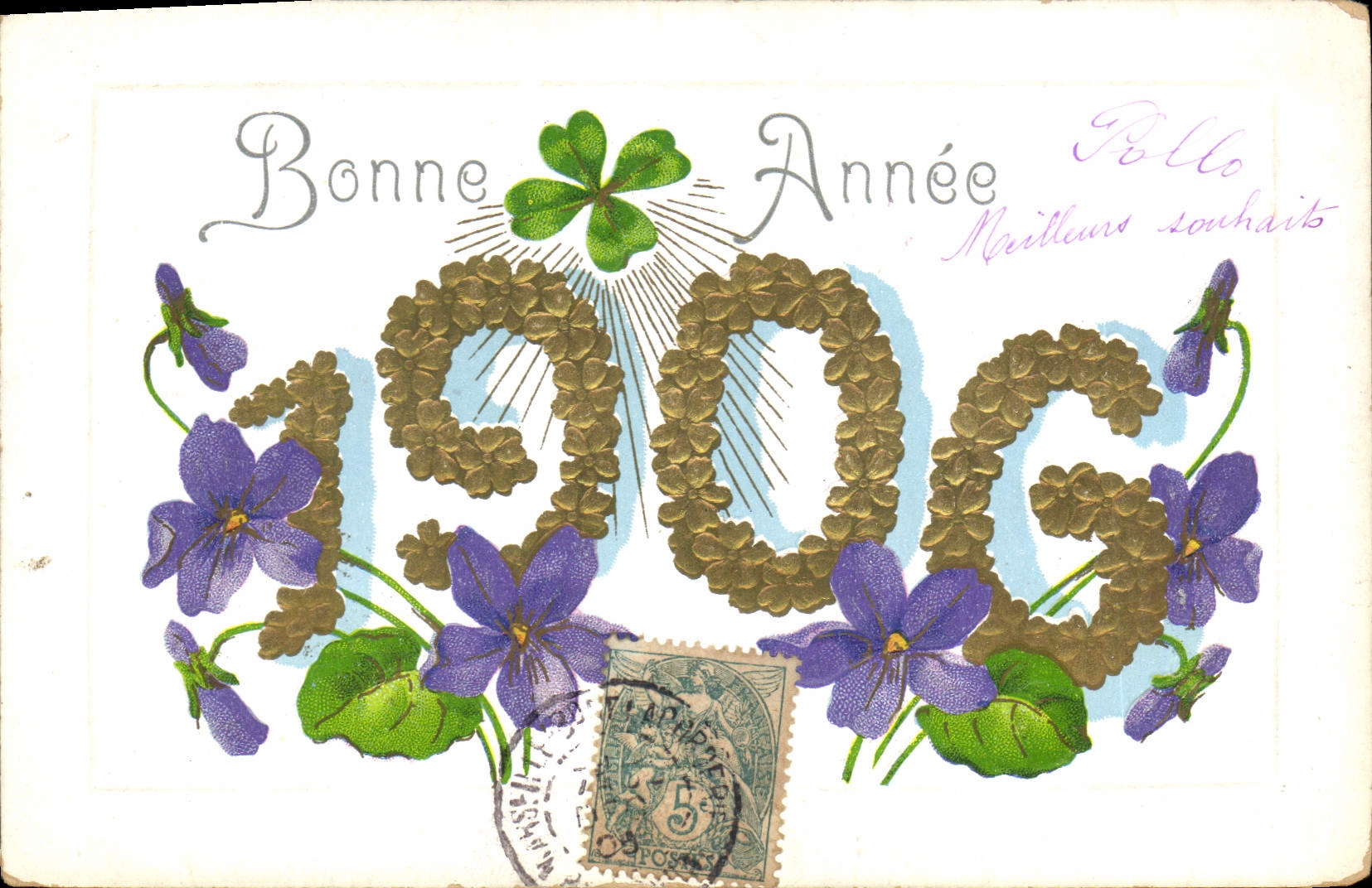 CPA Fantaisie Fleurs Annee 1906 Trefles