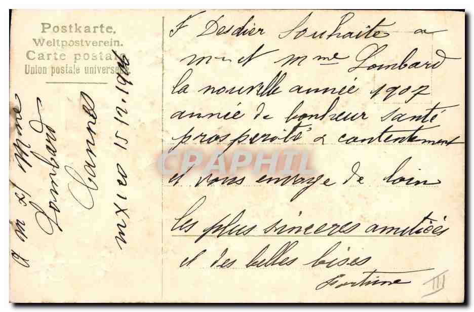 CPA Fantaisie Fleurs Annee 1907 — Verso