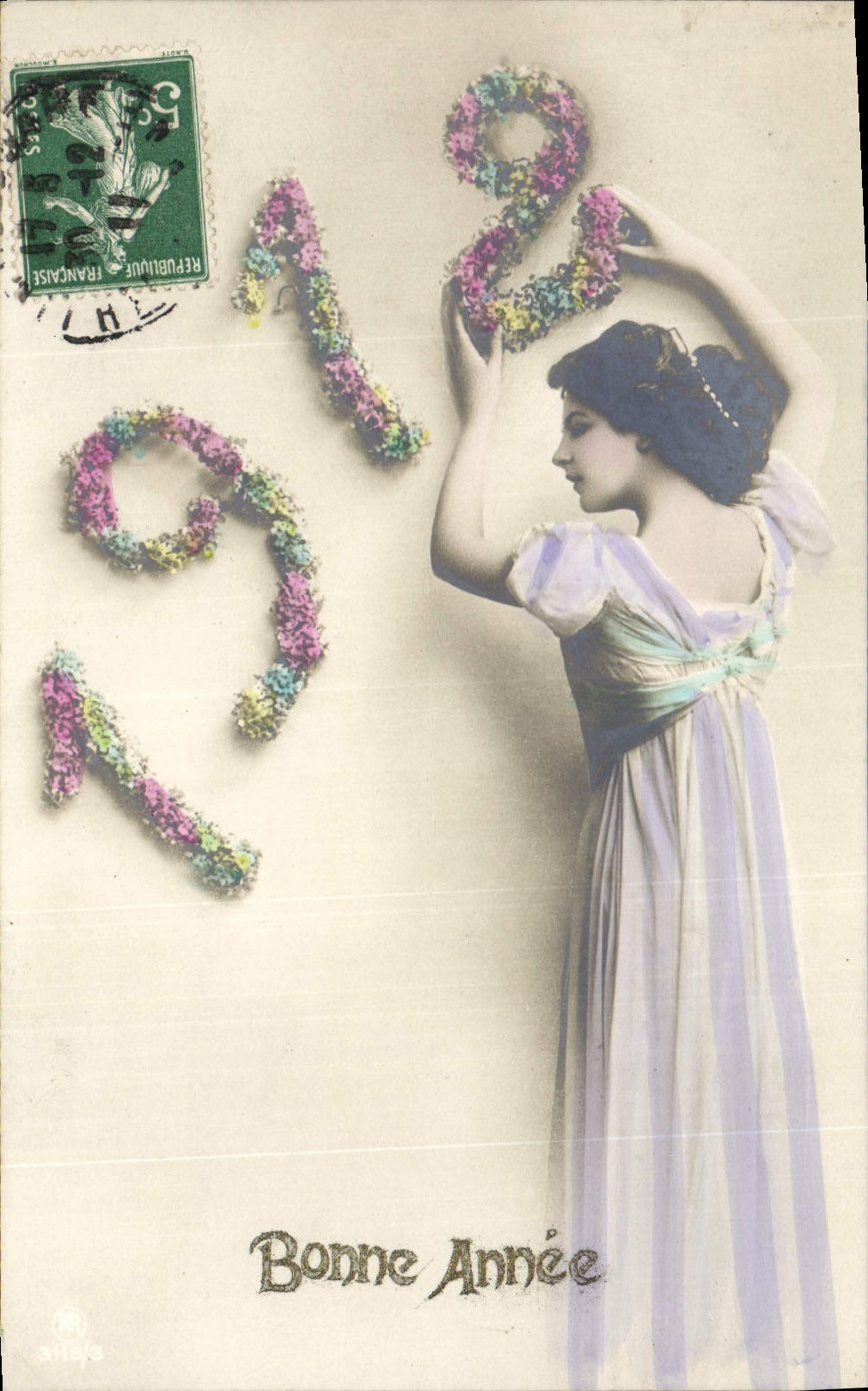 CPA Fantaisie Fleurs Annee 1912 Femme