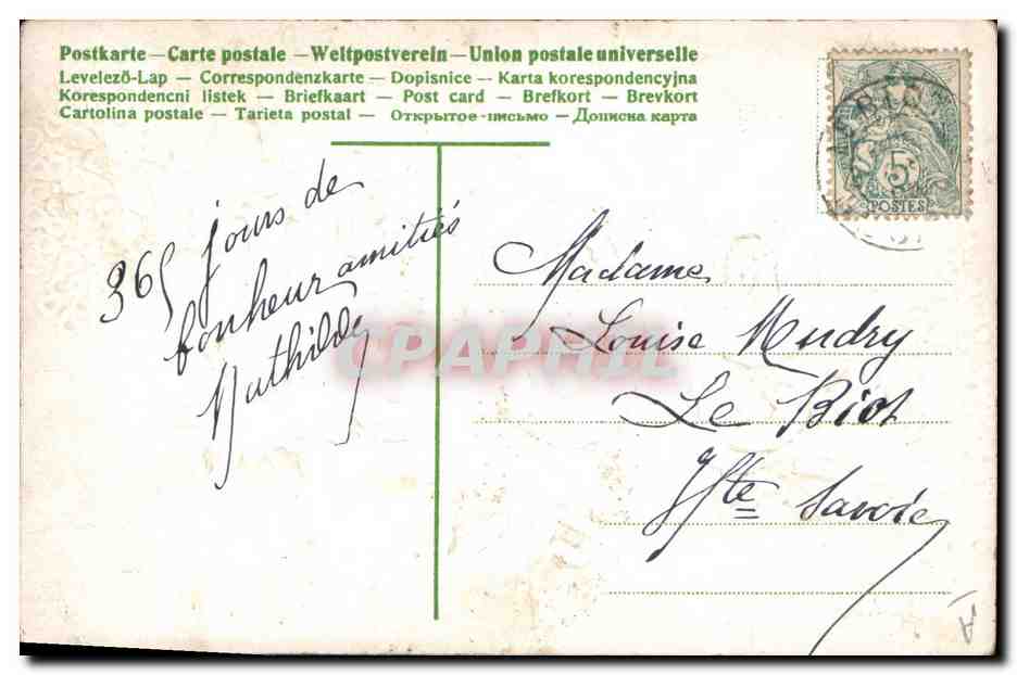 CPA Fantaisie Fleurs Annee 1906 — Verso