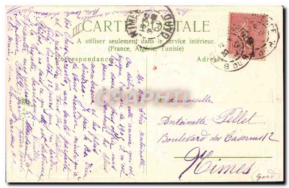 CPA Fantaisie Fleurs Annee 1905 — Verso