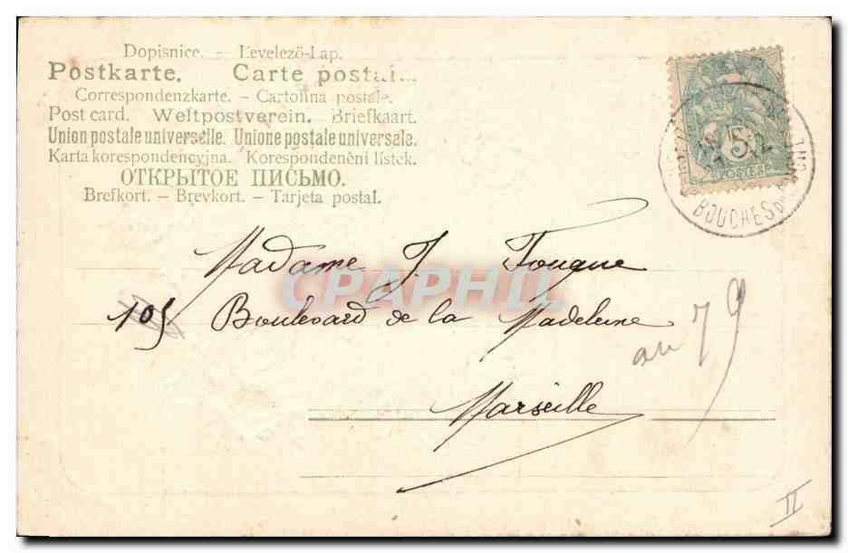 CPA Fantaisie Fleurs Annee 1905 — Verso