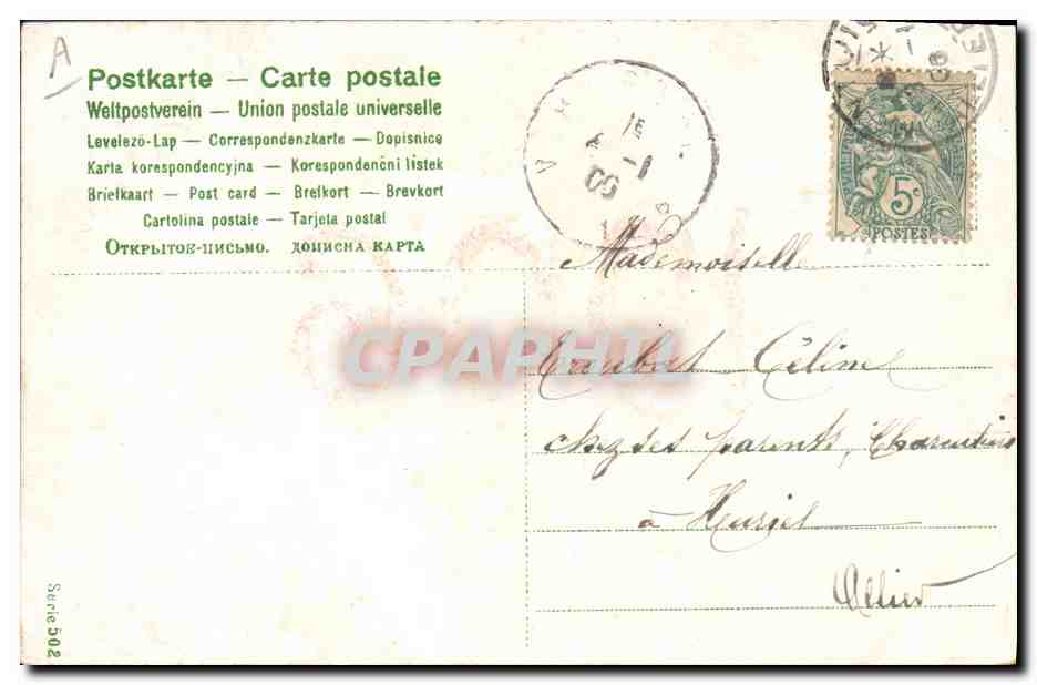 CPA Fantaisie Fleurs Annee 1906 Fer a cheval  — Verso