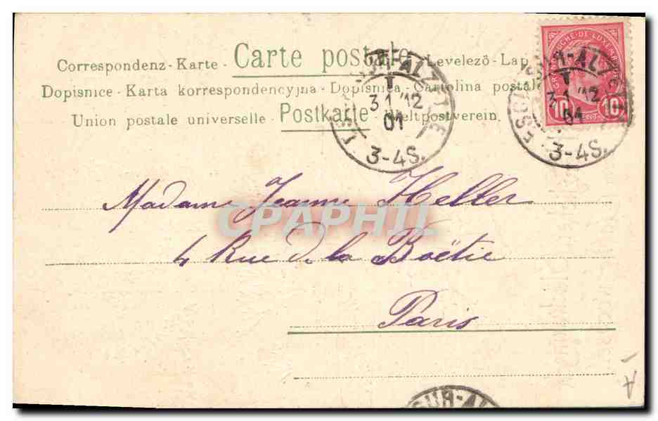 CPA Fantaisie Fleurs Annee 1902  — Verso