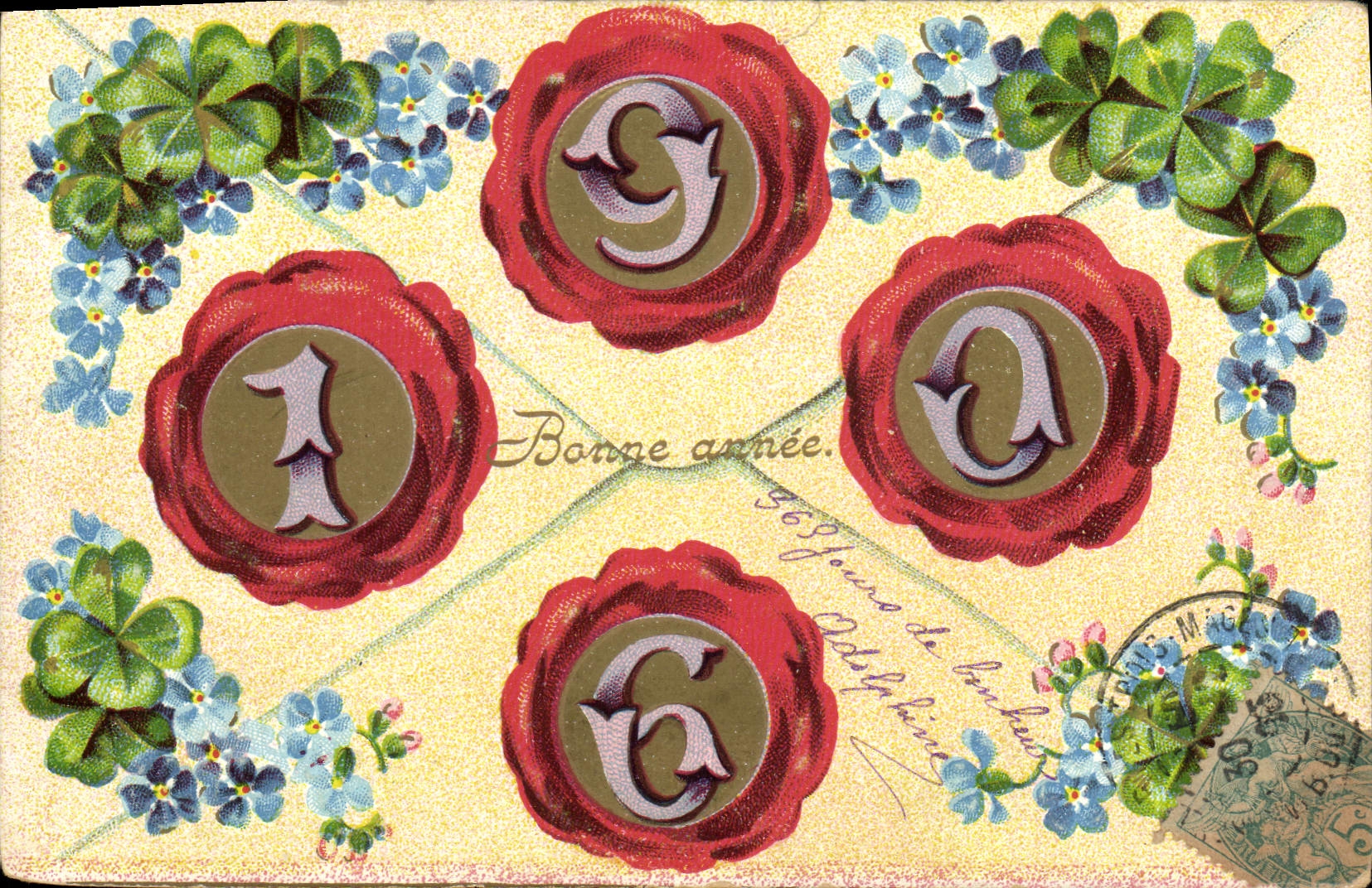 CPA Fantaisie Fleurs Annee 1906