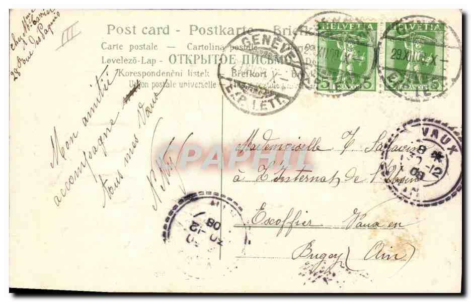 CPA Fantaisie Fleurs Annee 1909 Oiseaux Cloches — Verso