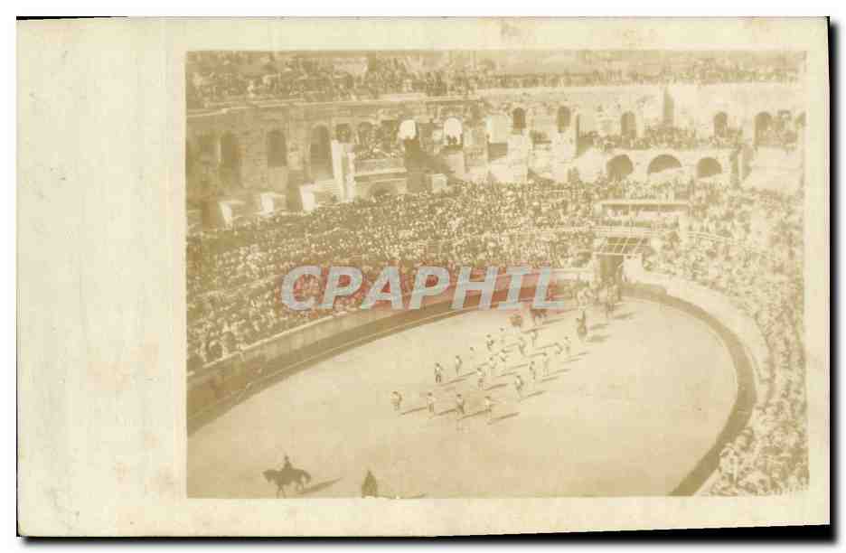 CARTE PHOTO Corrida Course de taureaux Arenes