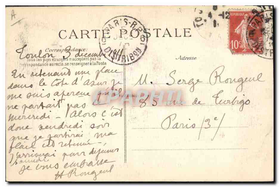 CPA Bateau de Guerre Voltaire Cuirasse d'escadre — Verso