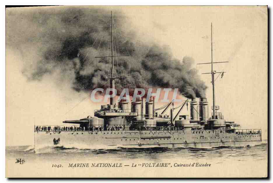 CPA Bateau de Guerre Voltaire Cuirasse d'escadre