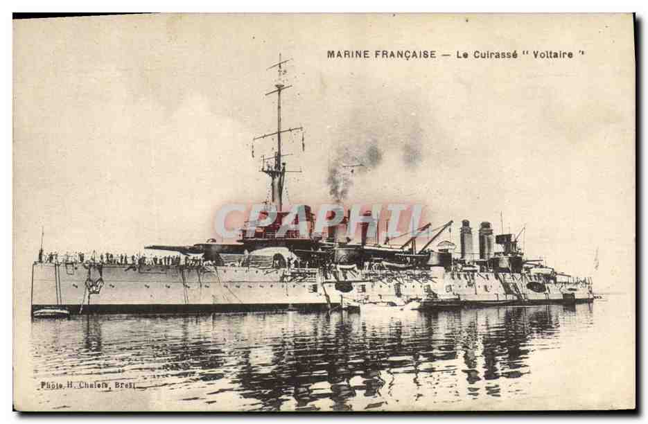 Marine Française — Le Cuirassé 'Voltaire' — Photo H. Cheule, Brest