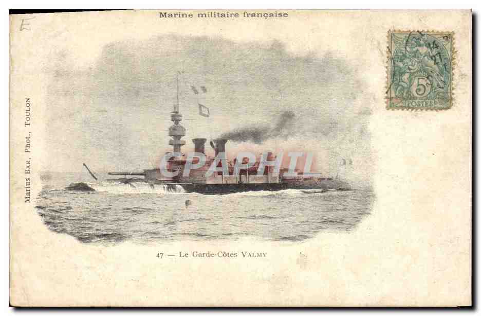 CPA Bateau de Guerre Le Garde Cotes Valmy