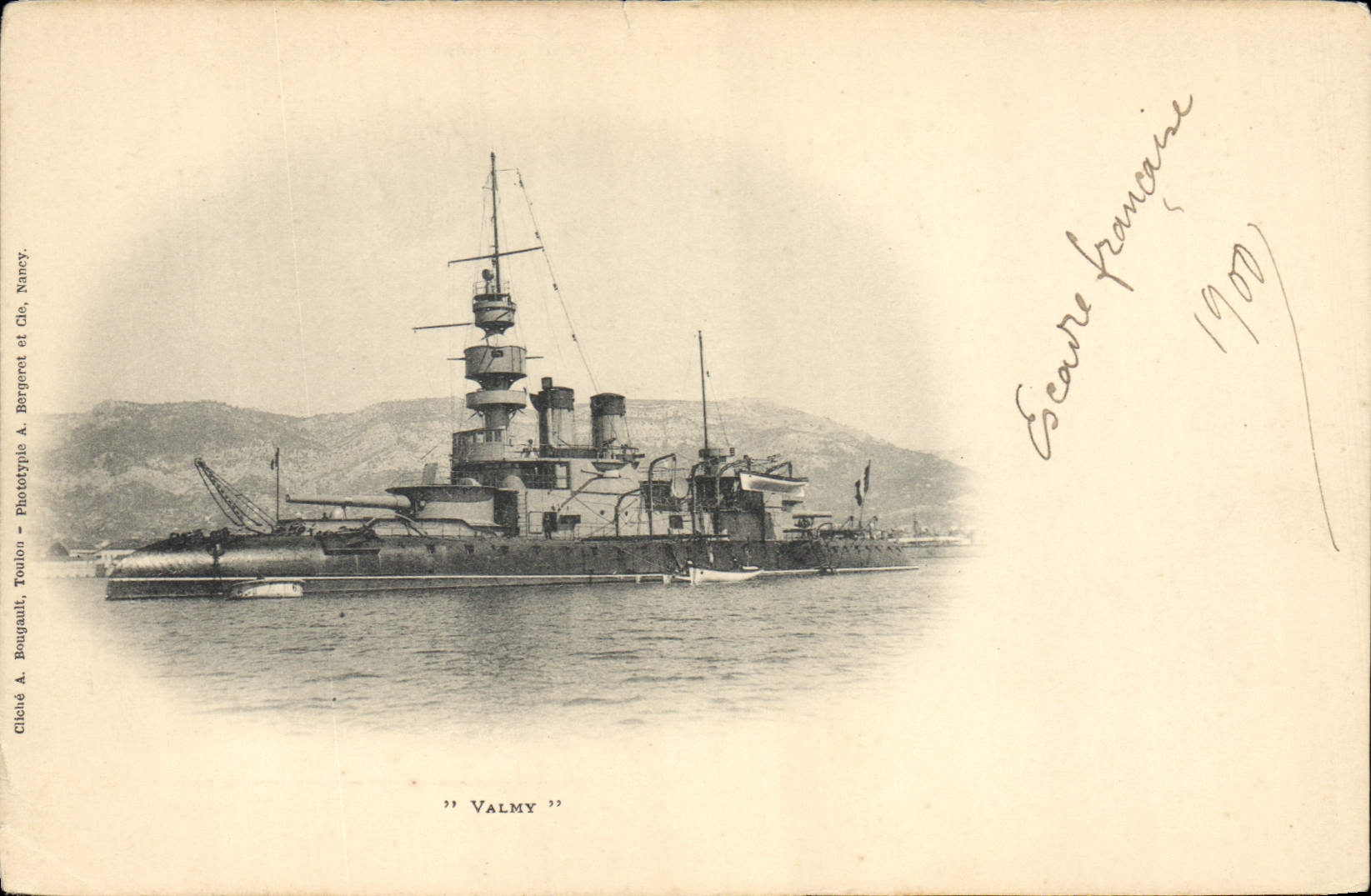 Bateau de guerre "Valmy" — Escorte française — Phototypie A. Bougnault, Toulouse, Nancy