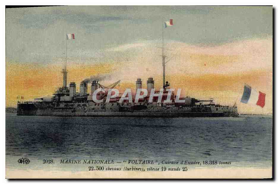 CPA Bateau de Guerre Voltaire Cuirasse d'escadre
