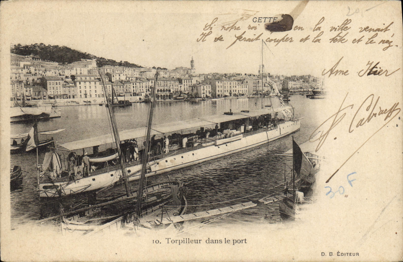 CPA Bateau de Guerre Cette Torpilleur dans le port 