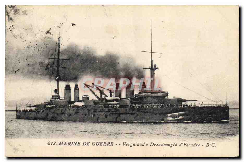 CPA Bateau de Guerre Vergniaud Drednougth d'escadre