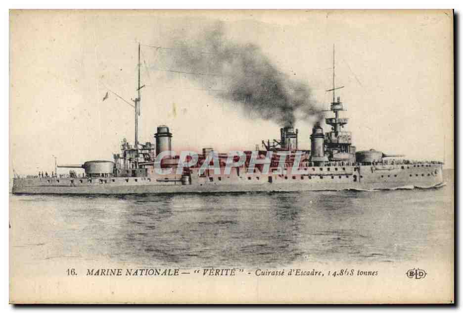 CPA Bateau de Guerre Verite Cuirasse d'escadre