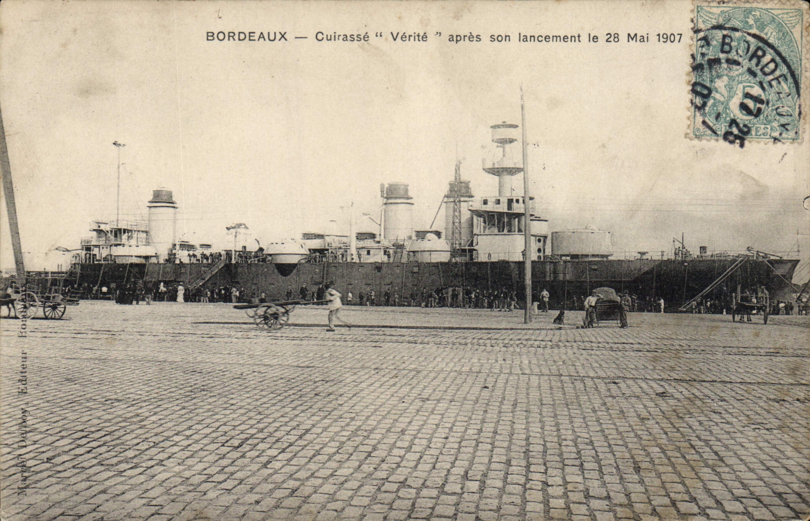 Bordeaux — Cuirassé "Vérité" après son lancement le 28 Mai 1907 — Éditeur Dony
