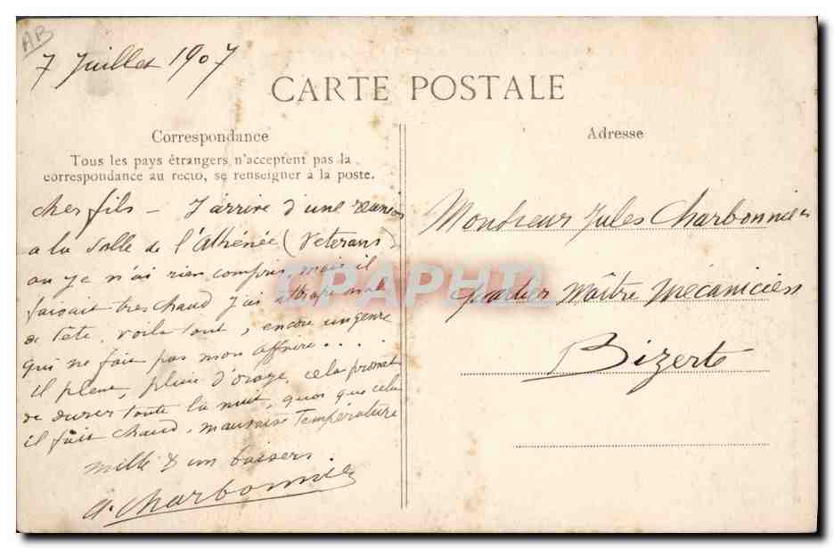 Bordeaux — Cuirassé "Vérité" après son lancement le 28 Mai 1907 — Éditeur Dony — Verso