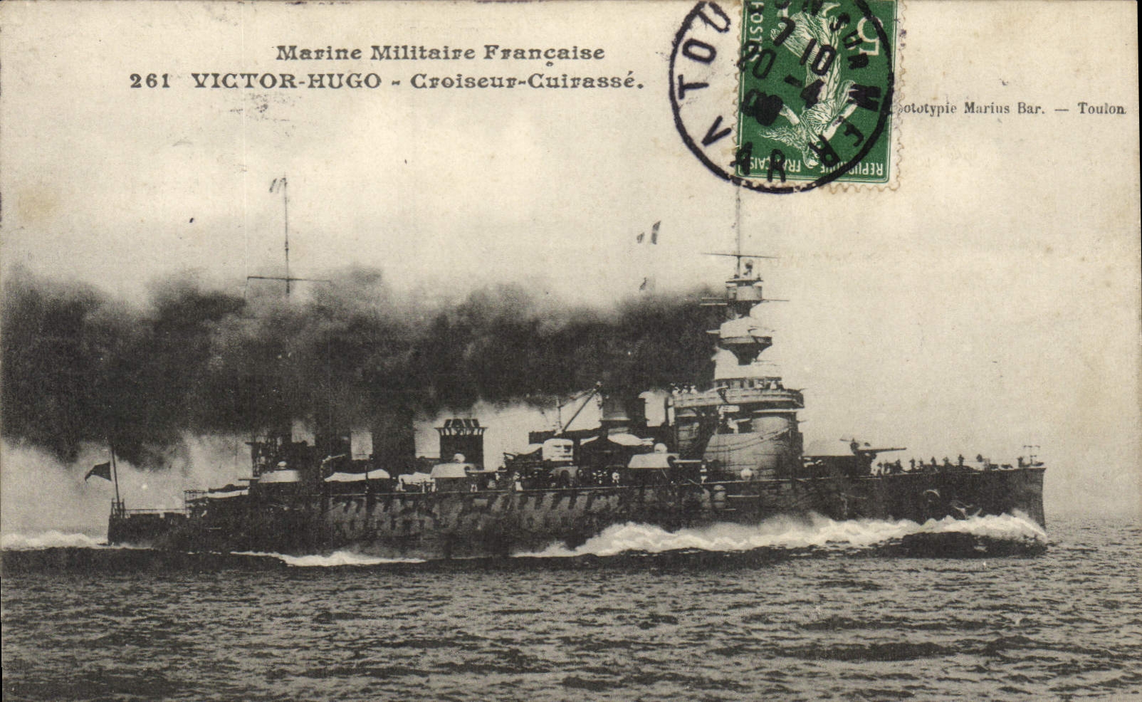 Croiseur Cuirassé Victor-Hugo — Marine Militaire Française — Phototypie Marius Bar — Toulon