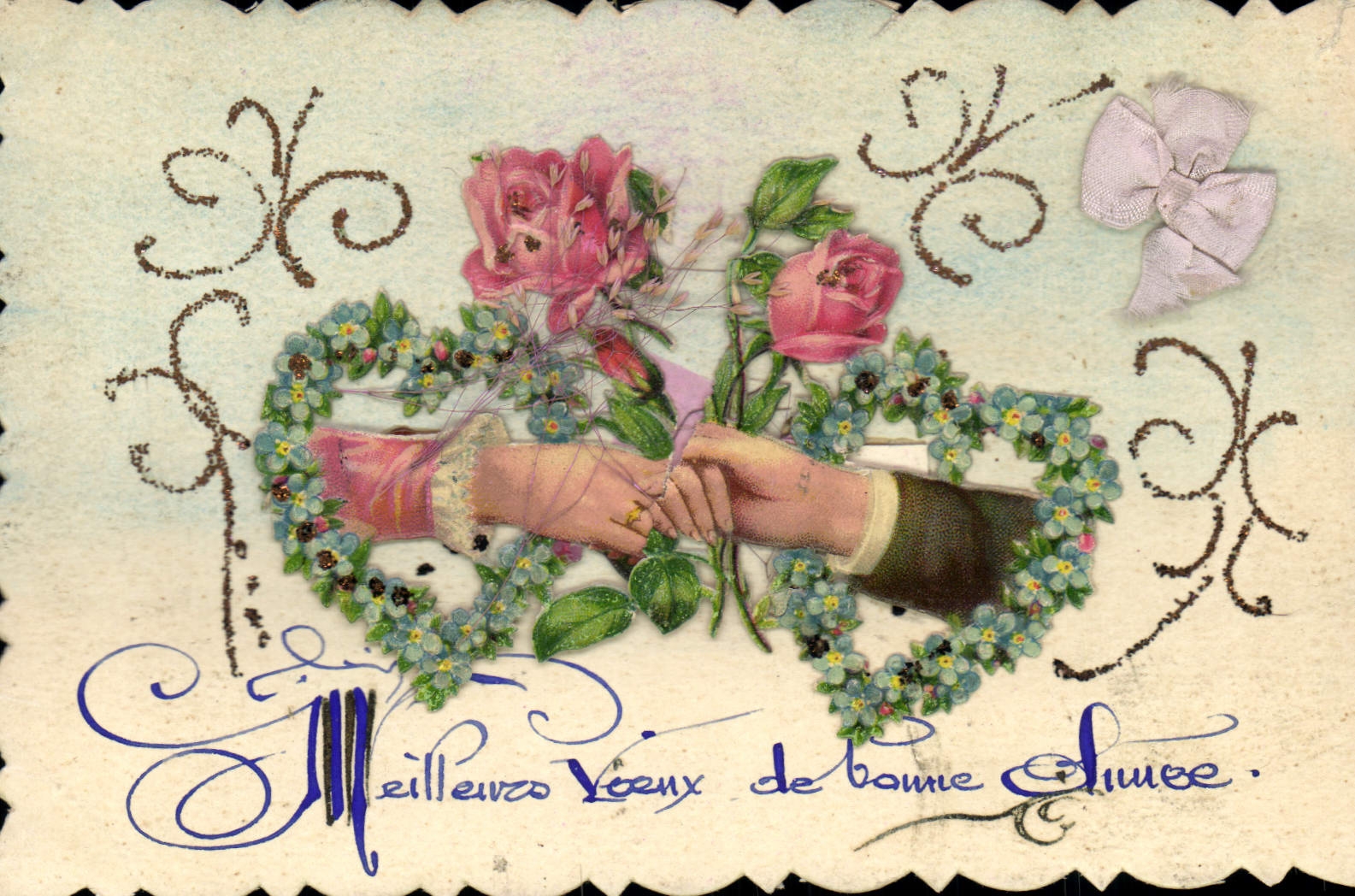 CPA Fantaisie Main Fleurs 