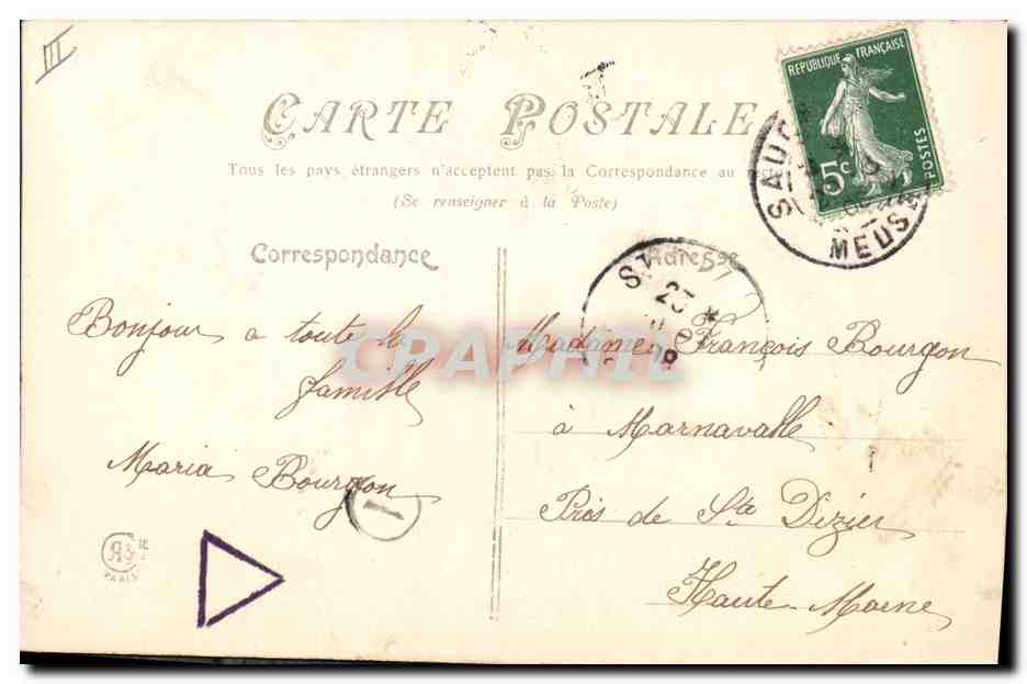 CPA Fantaisie Main Fleurs  — Verso