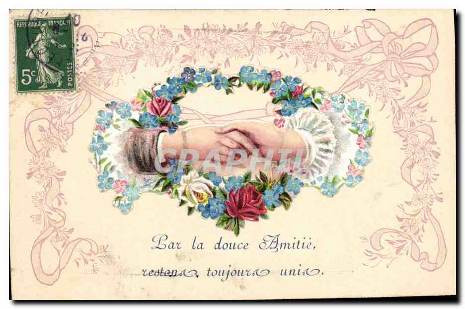 CPA Fantaisie Main Fleurs 