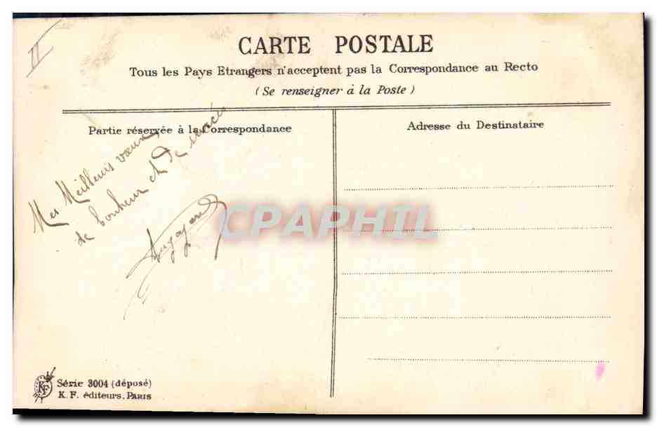 Lilas — Bonne Année — K.F. éditeurs, Paris, Série 3004 — Verso