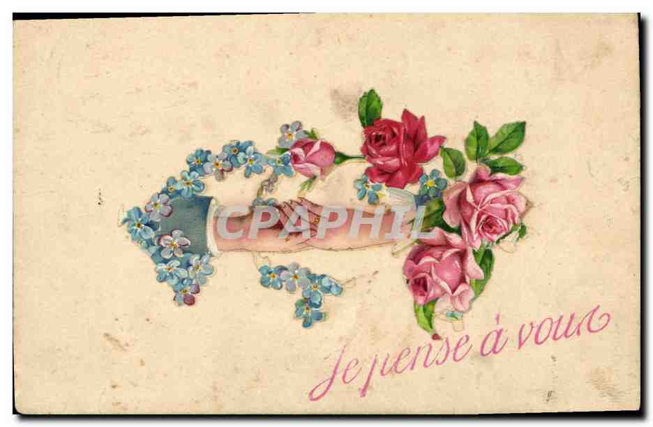 CPA Fantaisie Main Fleurs 