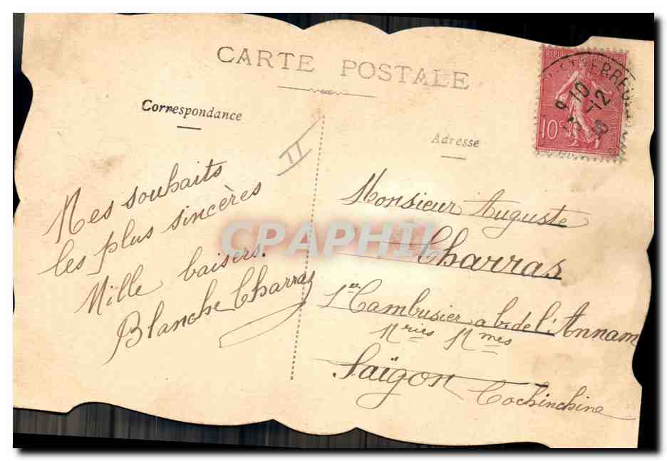 CPA Fantaisie Main Fleurs Colombe — Verso