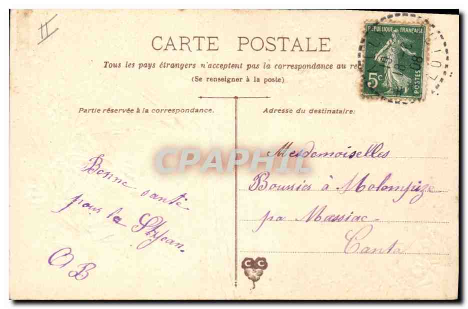 CPA Fantaisie Main Fleurs Colombes — Rückseite