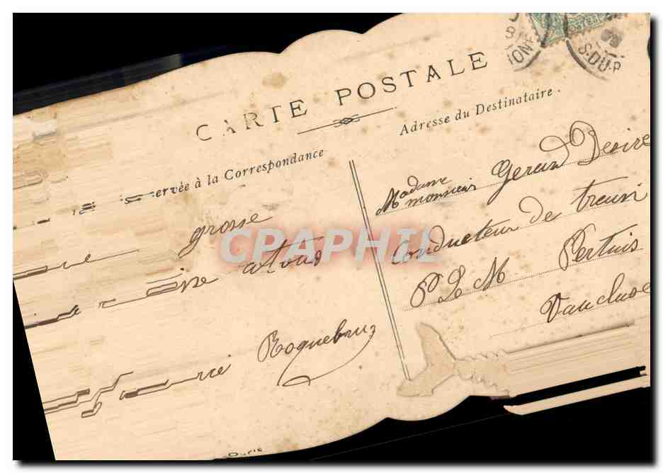 CPA Fantaisie Main Fleurs Eventail Trefle — Verso