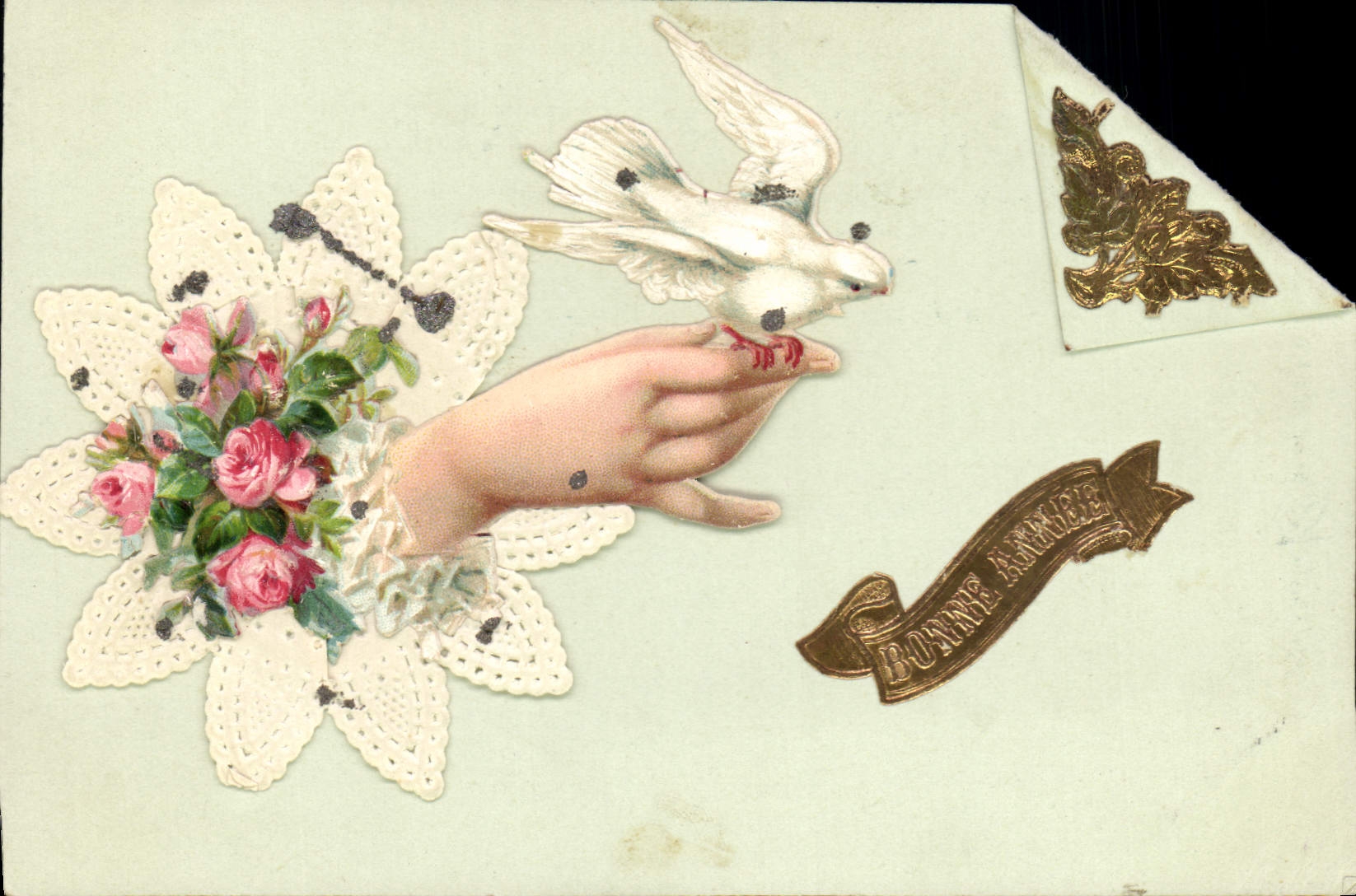 Dove et roses — Bonne Année — Carte postale décorative