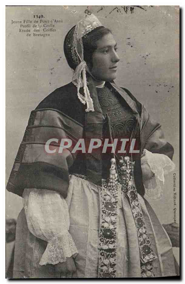 CPA Folklore Jeune fille de Pont L'Abbe Profil de la coiffe 