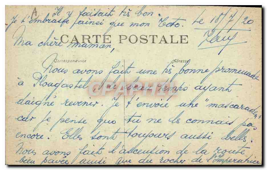 Fille de Plougasnél-Daoulas — Profil de la Goiffe — Éditeur : L. Le Goffard, Quimper — Verso