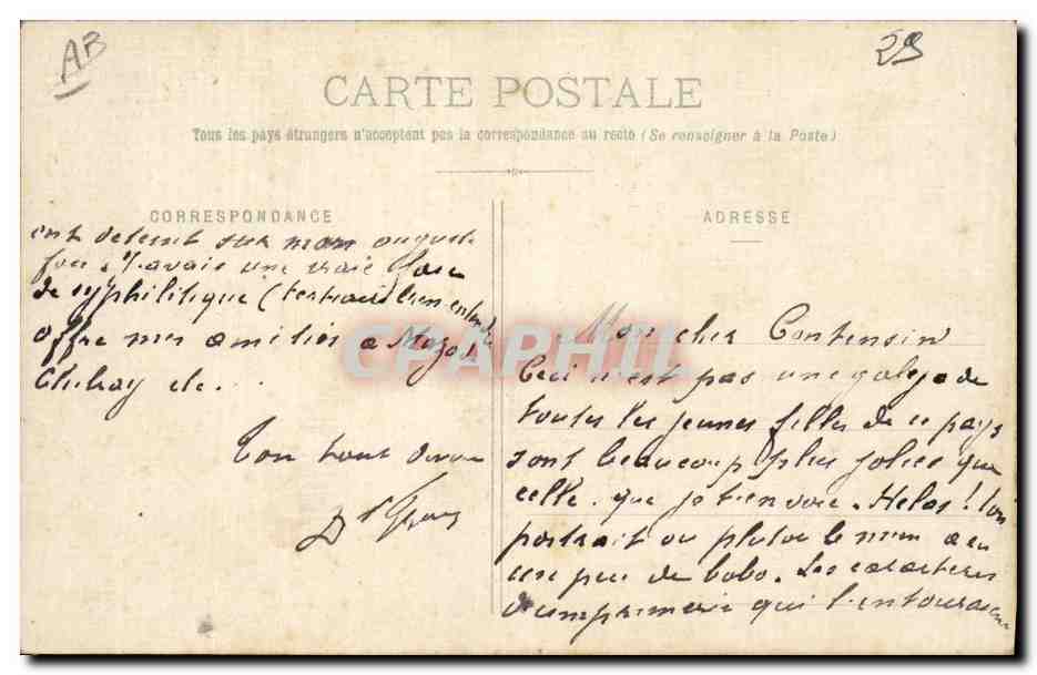 CPA Folklore Fillette de Pont Aven — Verso