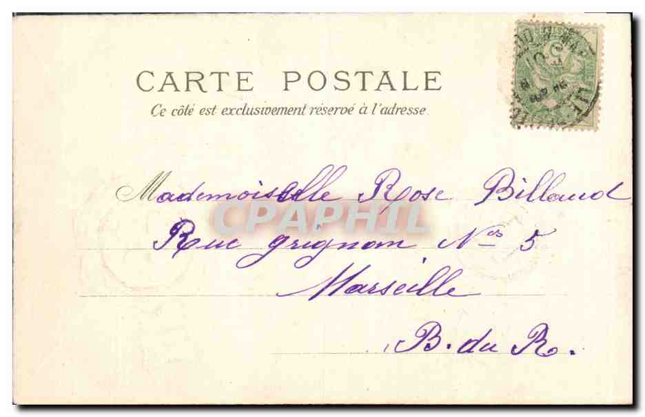 CPA Fantaisie Fleurs Hirondelle Fer a cheval  — Verso