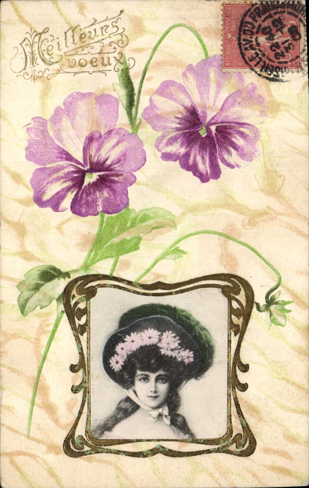 CPA Fantaisie Fleurs Femme
