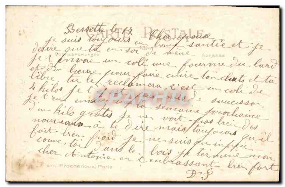 CPA Fantaisie Fleurs Colombe — Verso