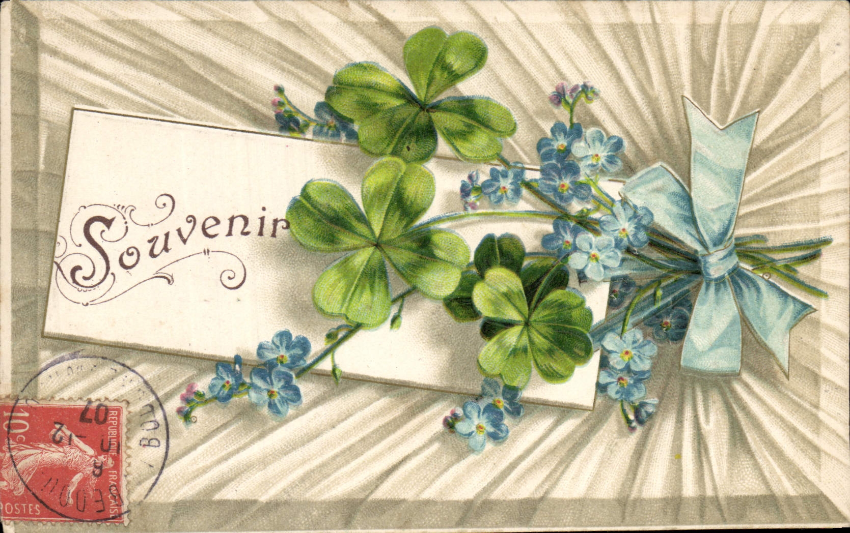 CPA Fantaisie Fleurs Trefles