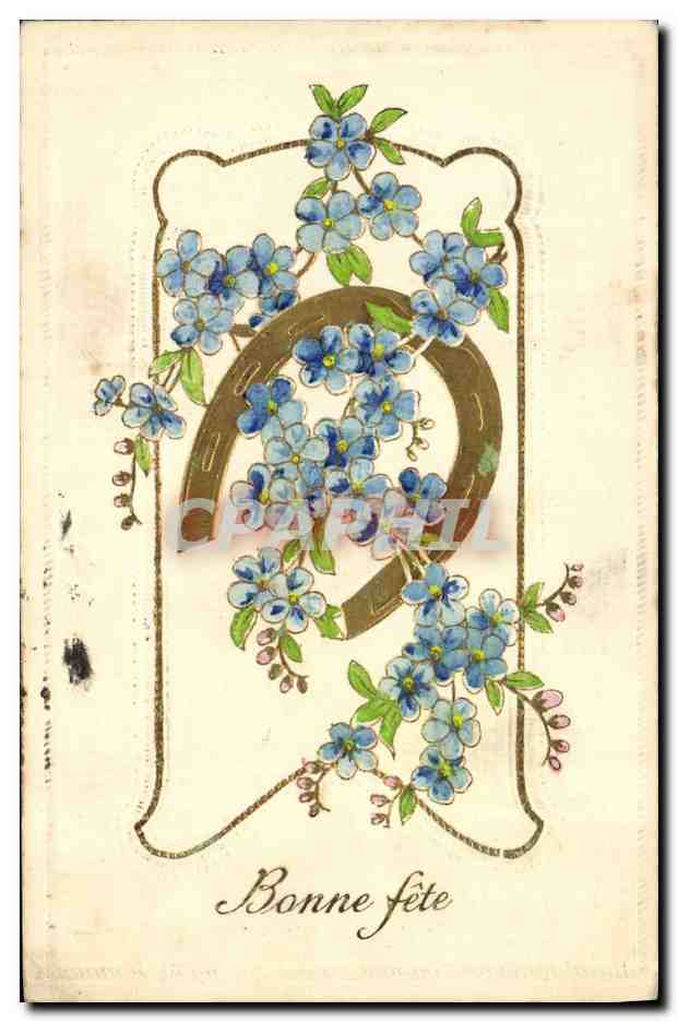 CPA Fantaisie Fleurs Fer a cheval