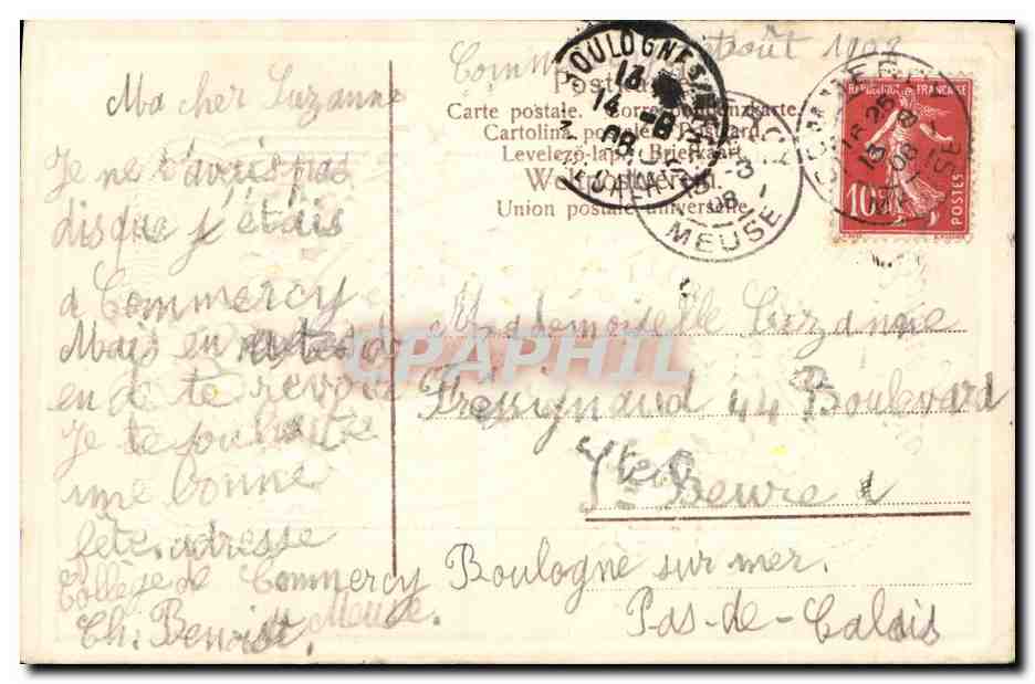 CPA Fantaisie Fleurs Fer a cheval — Rückseite