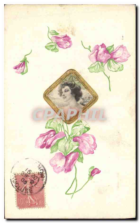 CPA Fantaisie Fleurs Femme