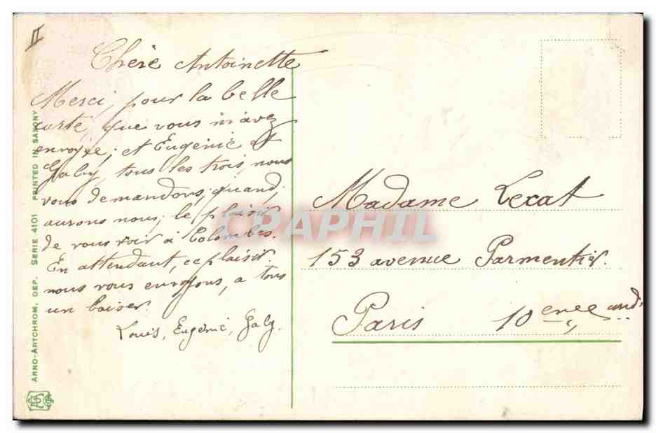 CPA Fantaisie Femme Peinture  — Verso