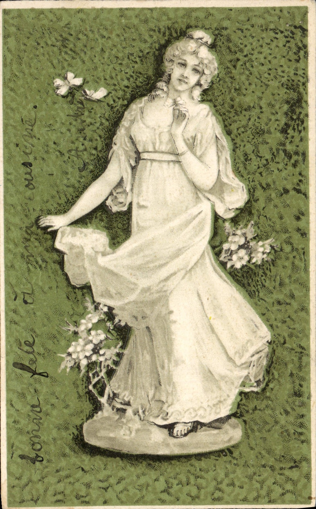 Féérie — jeune femme en robe blanche — éditeur non visible
