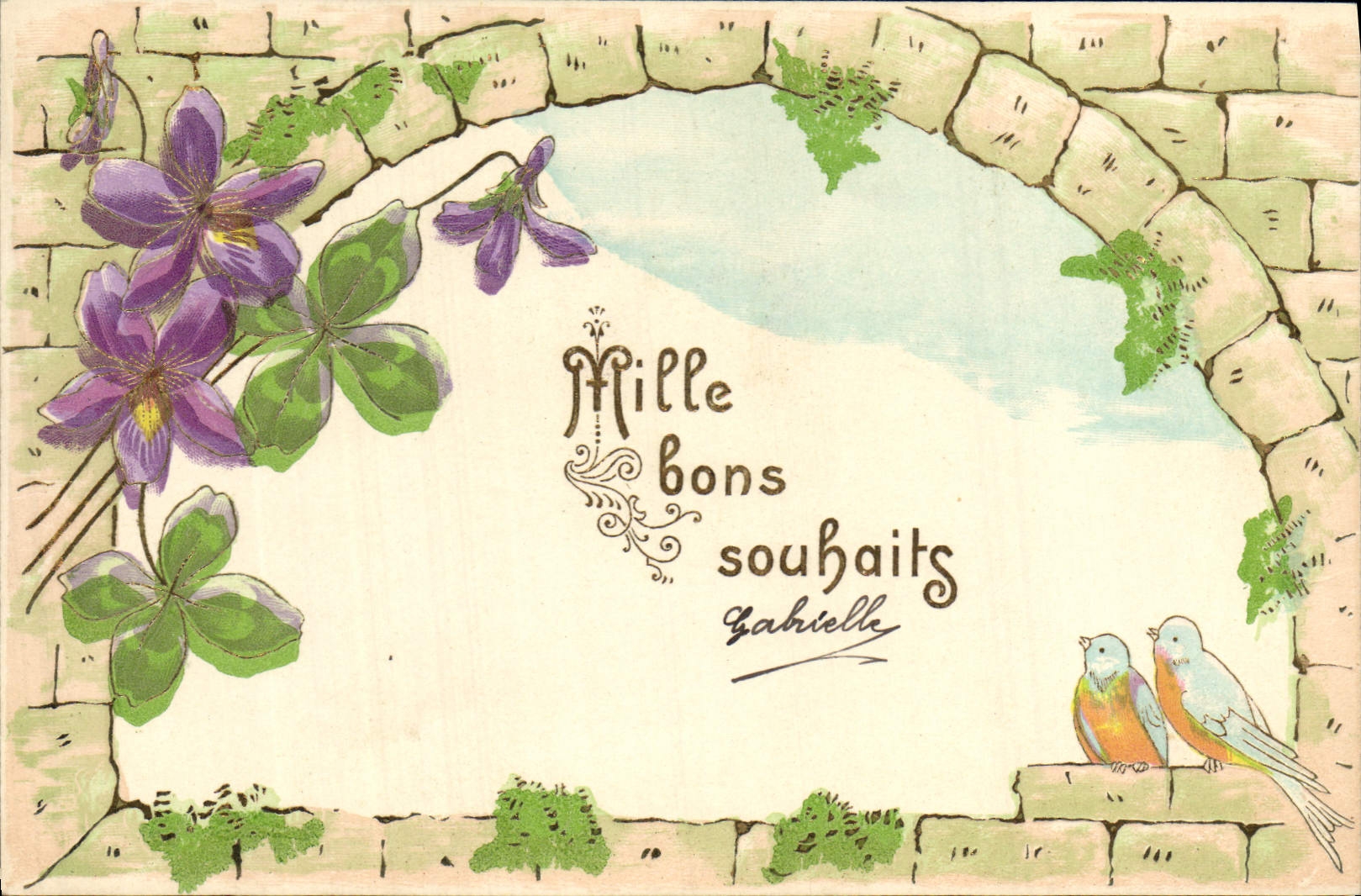 CPA Fantaisie Fleurs Oiseaux