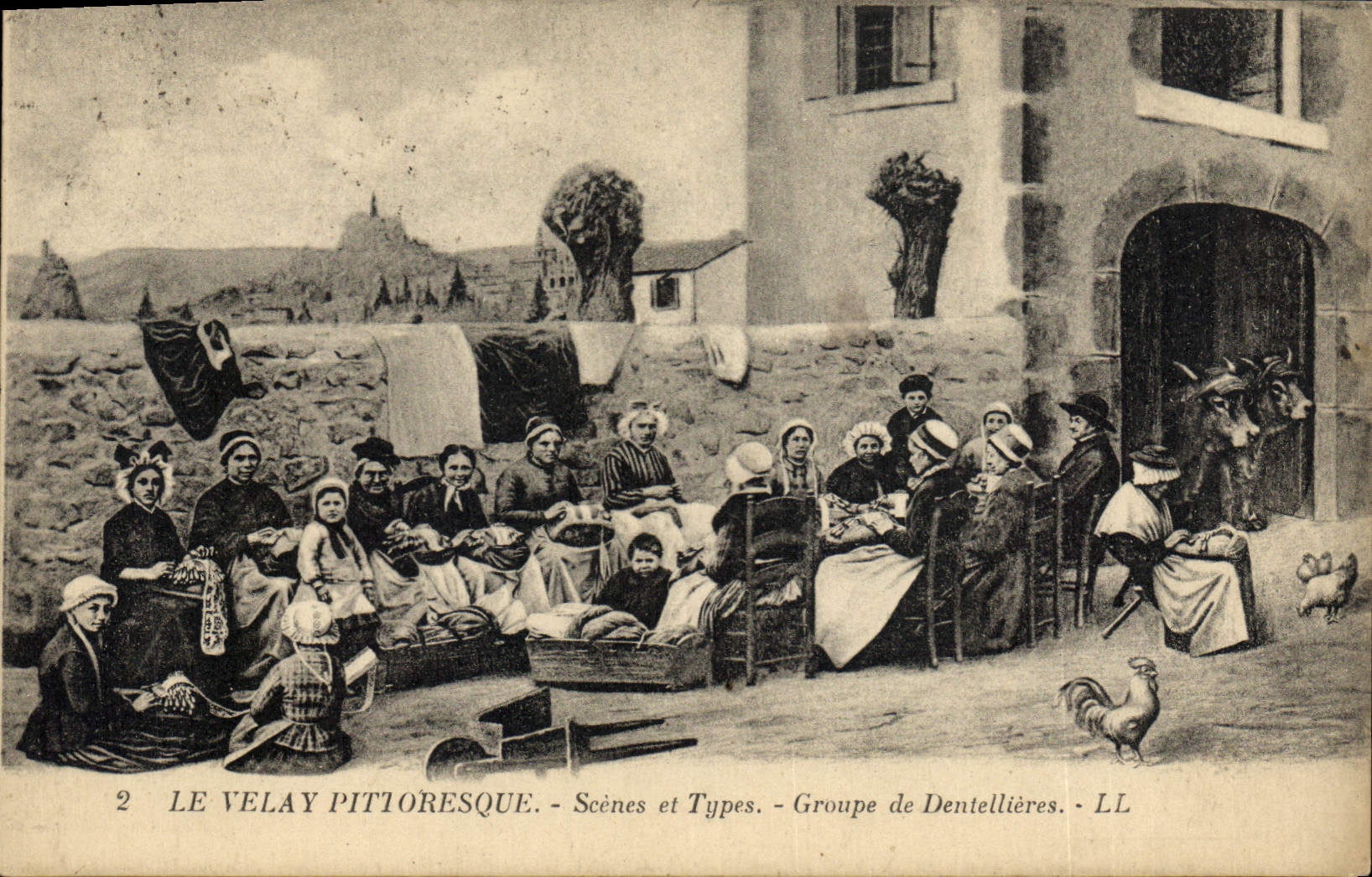 CPA Folklore Dentelle Dentelliere le Velay Groupe de dentellieres